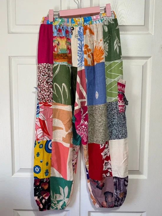 Patchwork Multicolor Boho Joggers - Picture 2 of 8